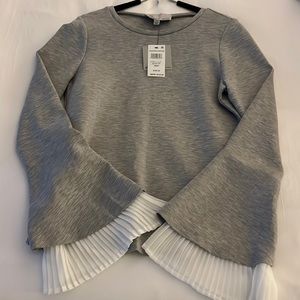 Sweatshirt with pleated sleeves. Gray. New with tags.